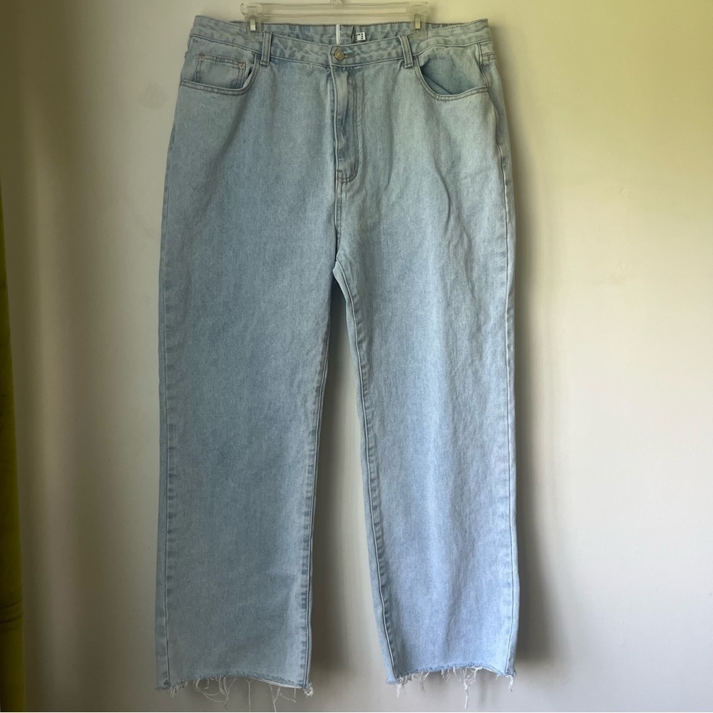 Princess Polly Arlington High Rise Straight Leg Light Wash Denim Jeans 14